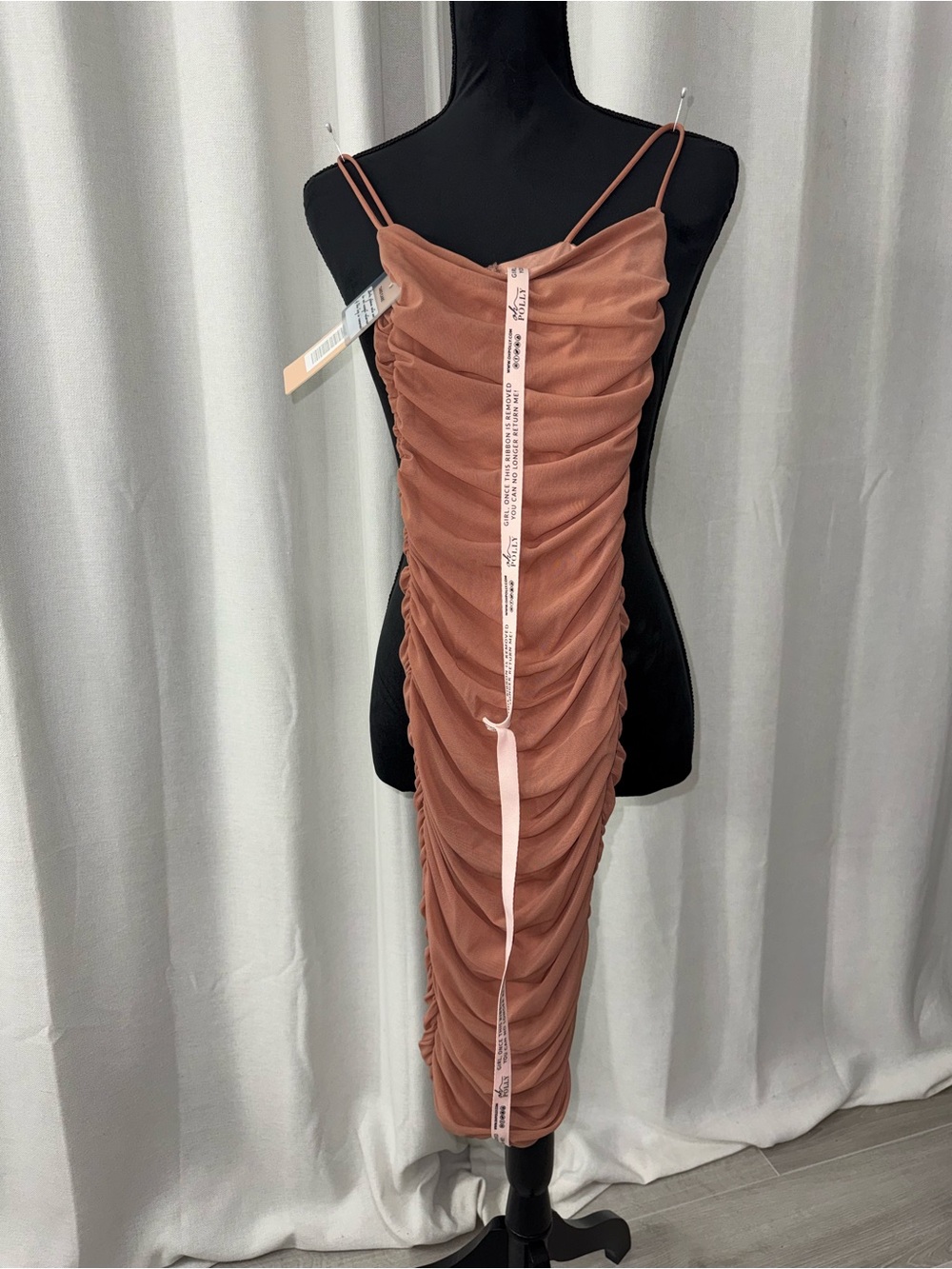 Oh Polly Rust Pink Ruched Midi Slip Dress